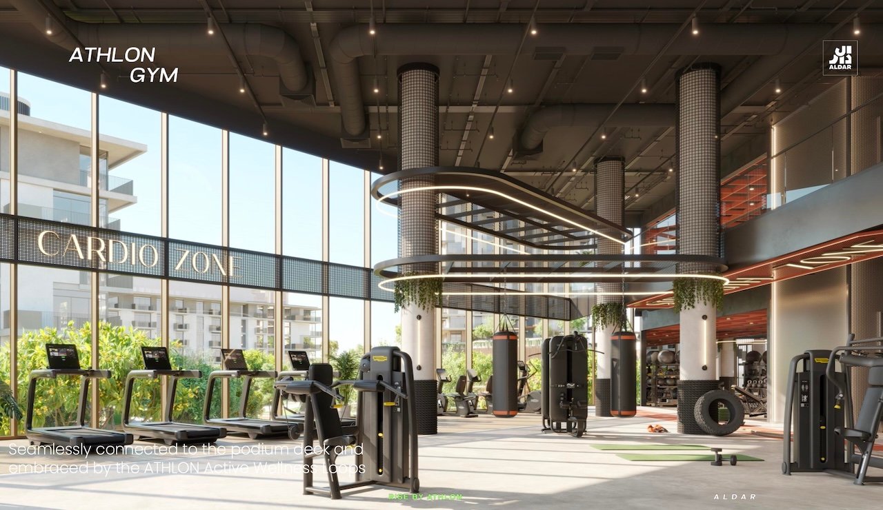 Modern gym with cardio equipment zone